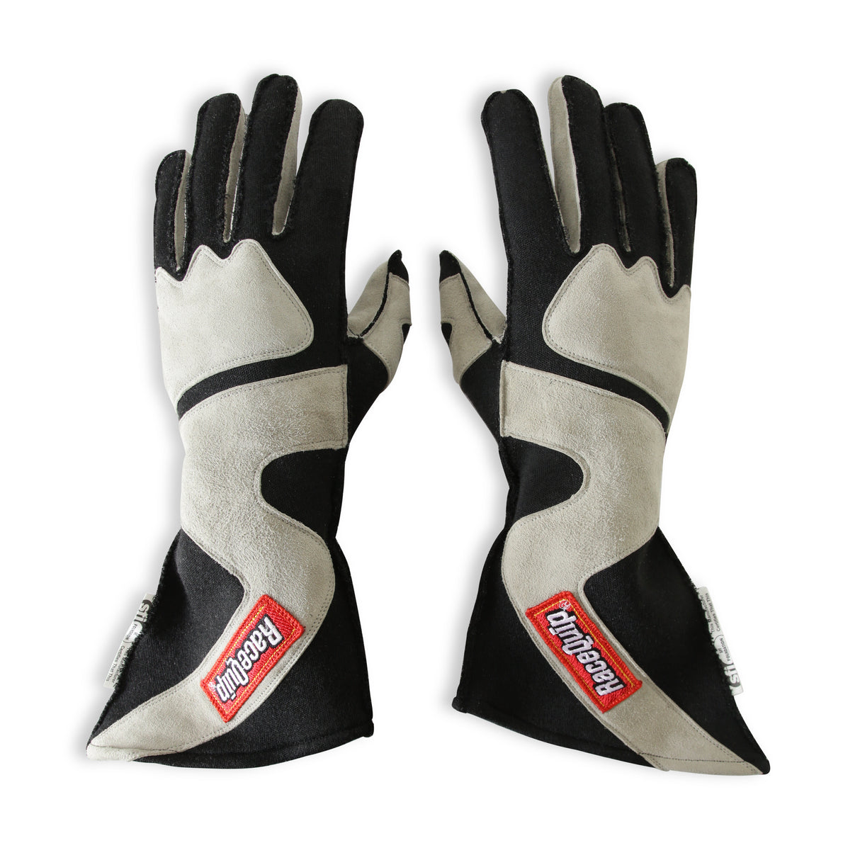Racequip SFI 3.3/5 Black / Gray Outseam Long Gauntlet Nomex Race Gloves - Small - 359602RQP