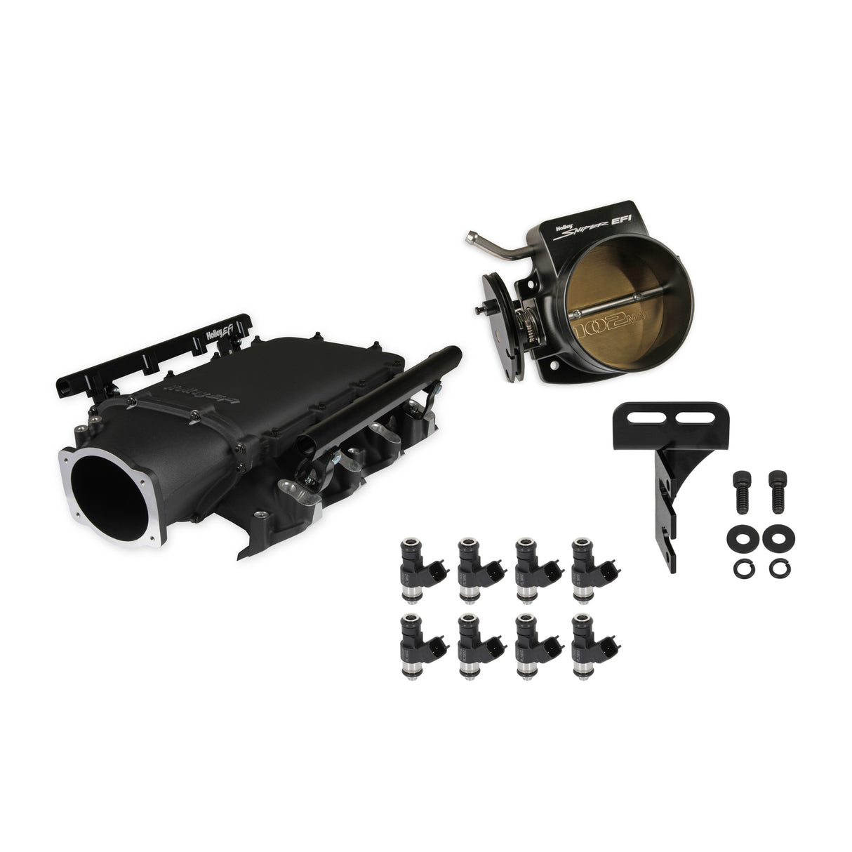 Holley EFI LS3 (Rectangle) Ultra Lo-Ram Black Kit with 102mm TB and 120lb injectors - 300-680BK-120K
