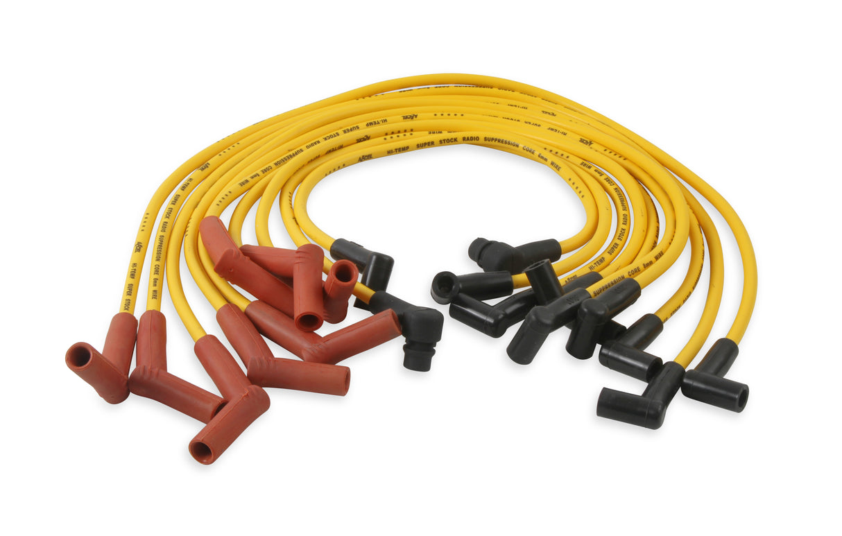 ACCEL Spark Plug Wire Set- 8mm-Custom with Graphite Core-HEI Stock Style Boots- Yellow - 4056