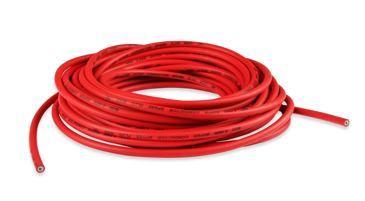 MSD Super Conductor Spark Plug Wire, Red 8.5mm, 50 Ft - 34029