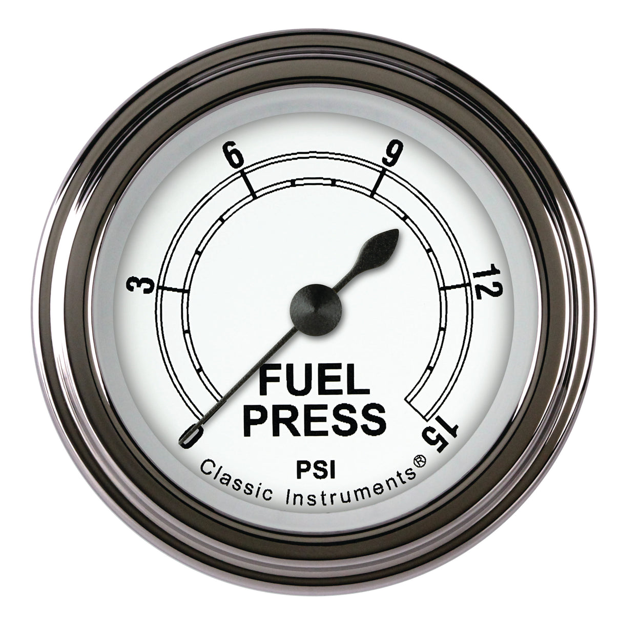 Classic Instruments Classic White 2-1/8" Fuel Pressure Gauge (15 PSI) - CW145SLF