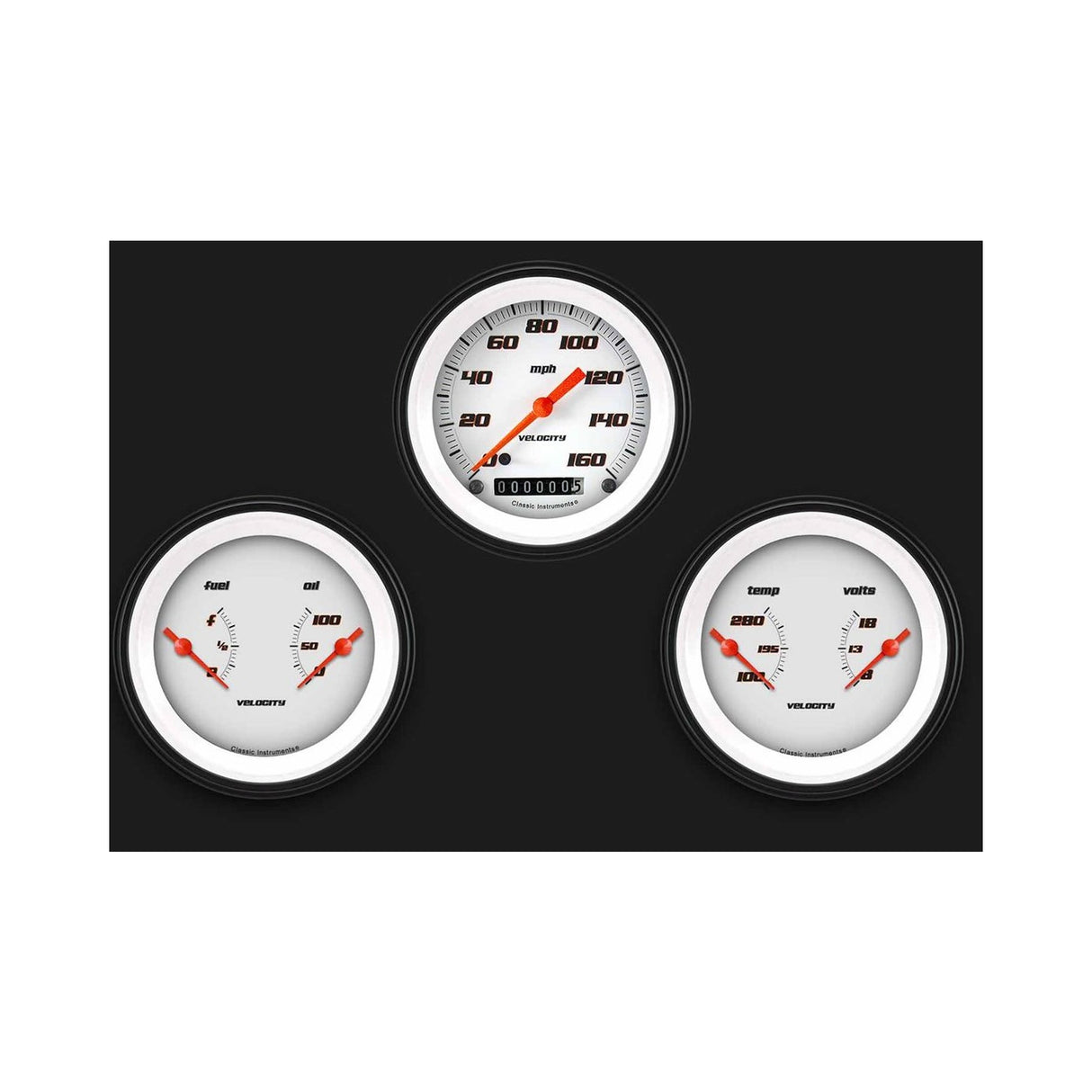 Classic Instruments Velocity White Three Gauge Set - VS04WBLF