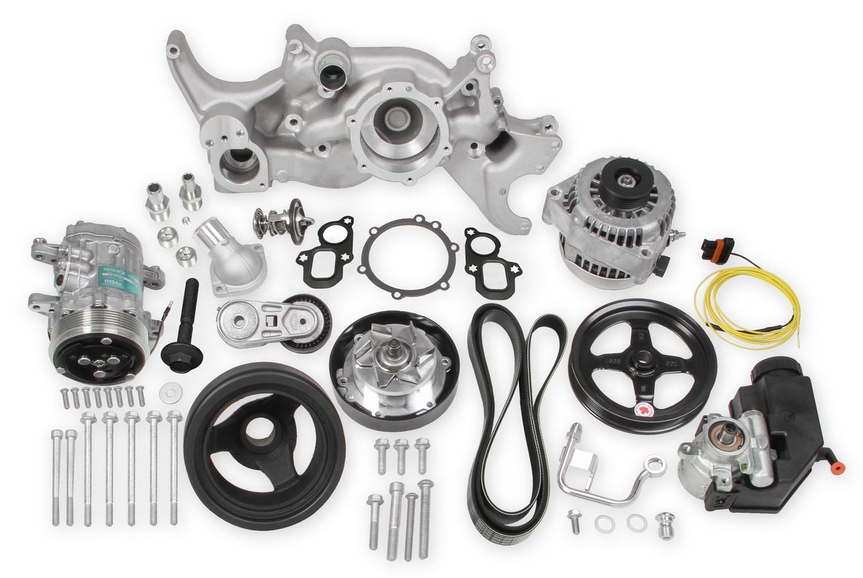 Holley 20-205 Mid-Mount Complete Accessory Drive System - Gen V LT Engines - Standard Damper - Natural