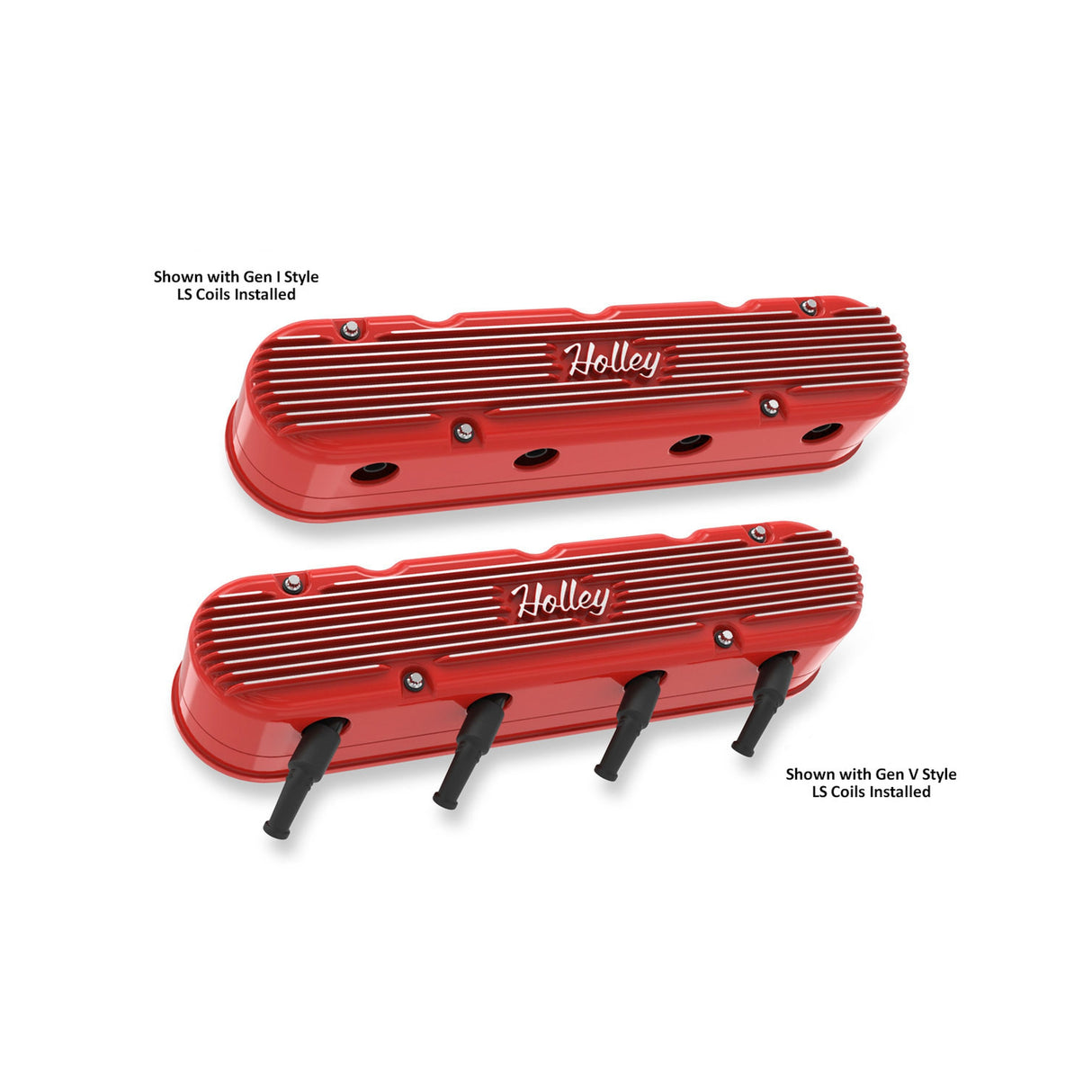 Holley 241-174 2-Piece Vintage Series Valve Cover - Gen III/IV LS - Gloss Red Machined