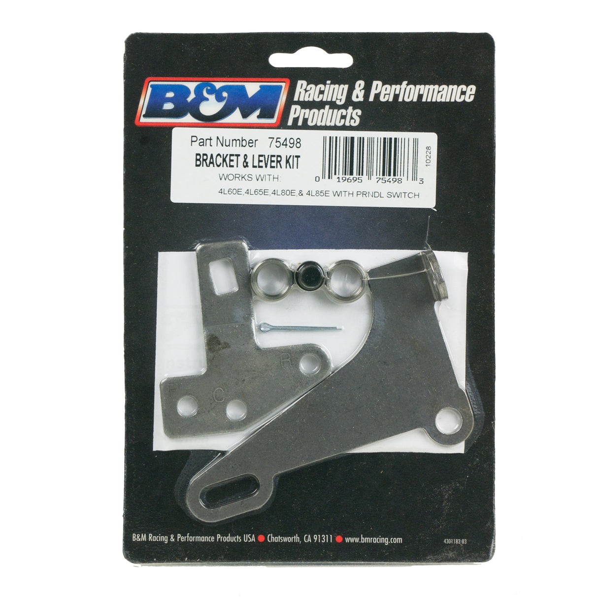 B&M Cable Bracket & Shift Lever Kit - GM 4L60E through 4L85E - Front Cable Exit - 75498