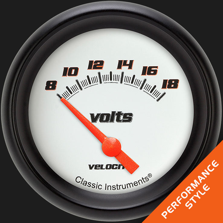Classic Instruments Velocity White 2 5/8" Volt Gauge - VS230WBPF