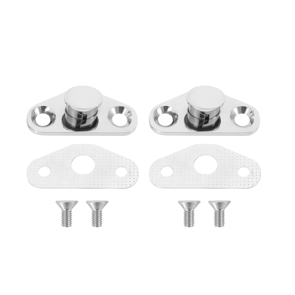 Scott Drake Door Latch Striker Plate Set Stainless Steel - C5AZ-6222008-SS