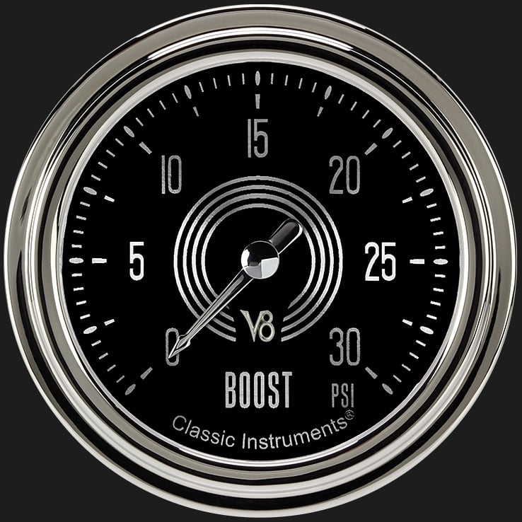 Classic Instruments V8 Speedster 2 5/8" Boost Gauge, 30 psi - V8SR342SLC