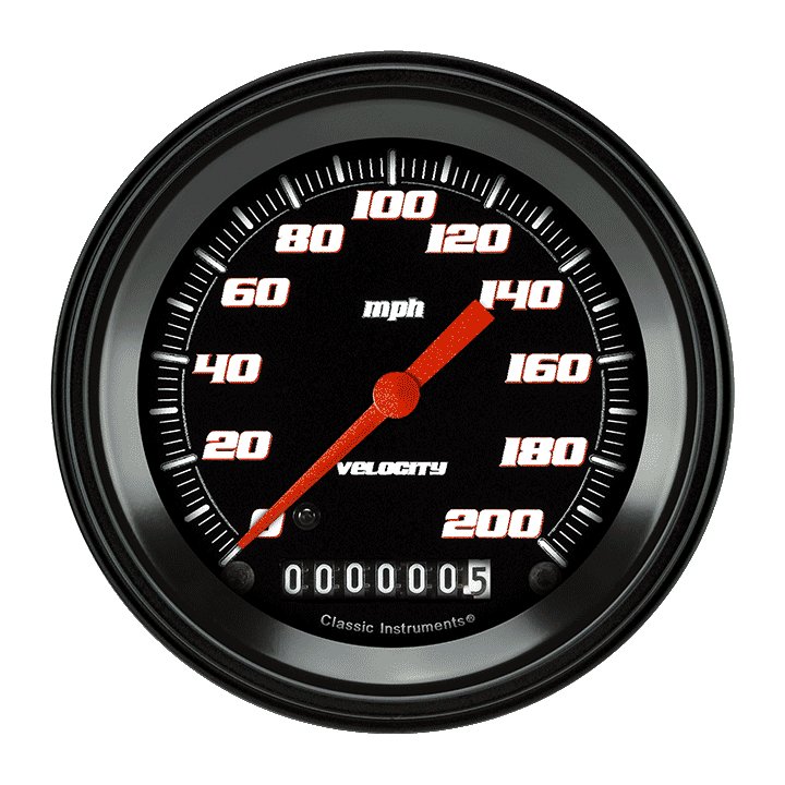 Classic Instruments Velocity Black 3 3/8" Speedometer - VS57BBLF