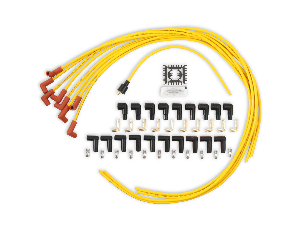 ACCEL Spark Plug Wire Set - 8mm - Yellow with Orange 90 Deg Boots - 4041