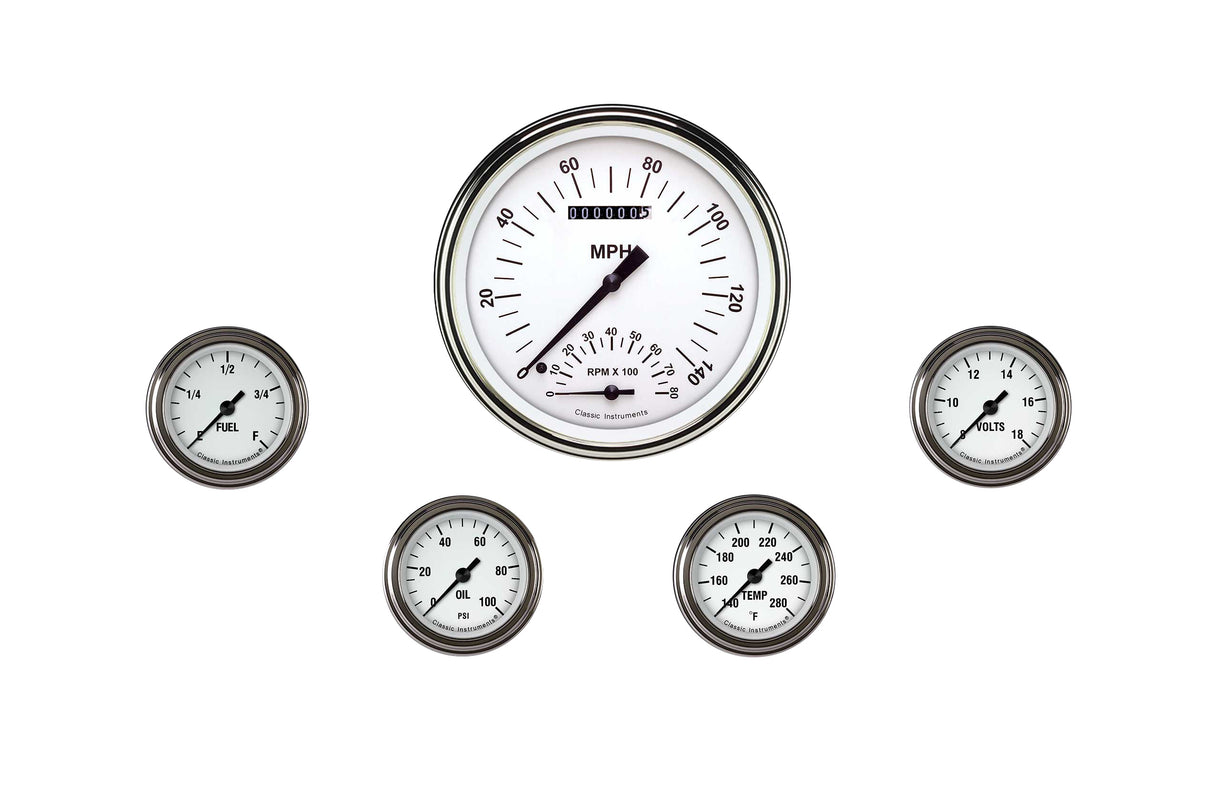 Classic Instruments White Hot Five Gauge Set - WH165SLF