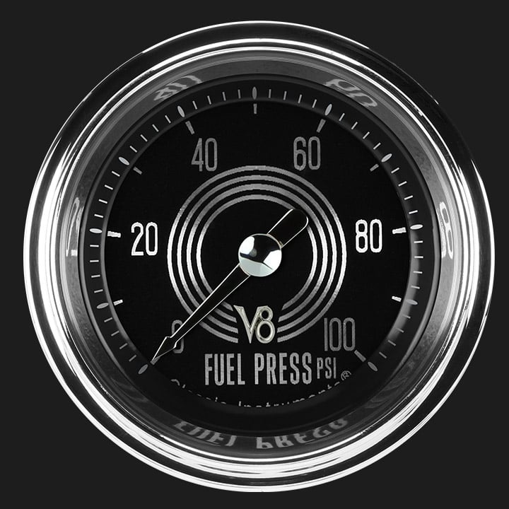 Classic Instruments V8 Speedster 2 1/8" Fuel Pressure Gauge, 100 psi - V8SR146SHC