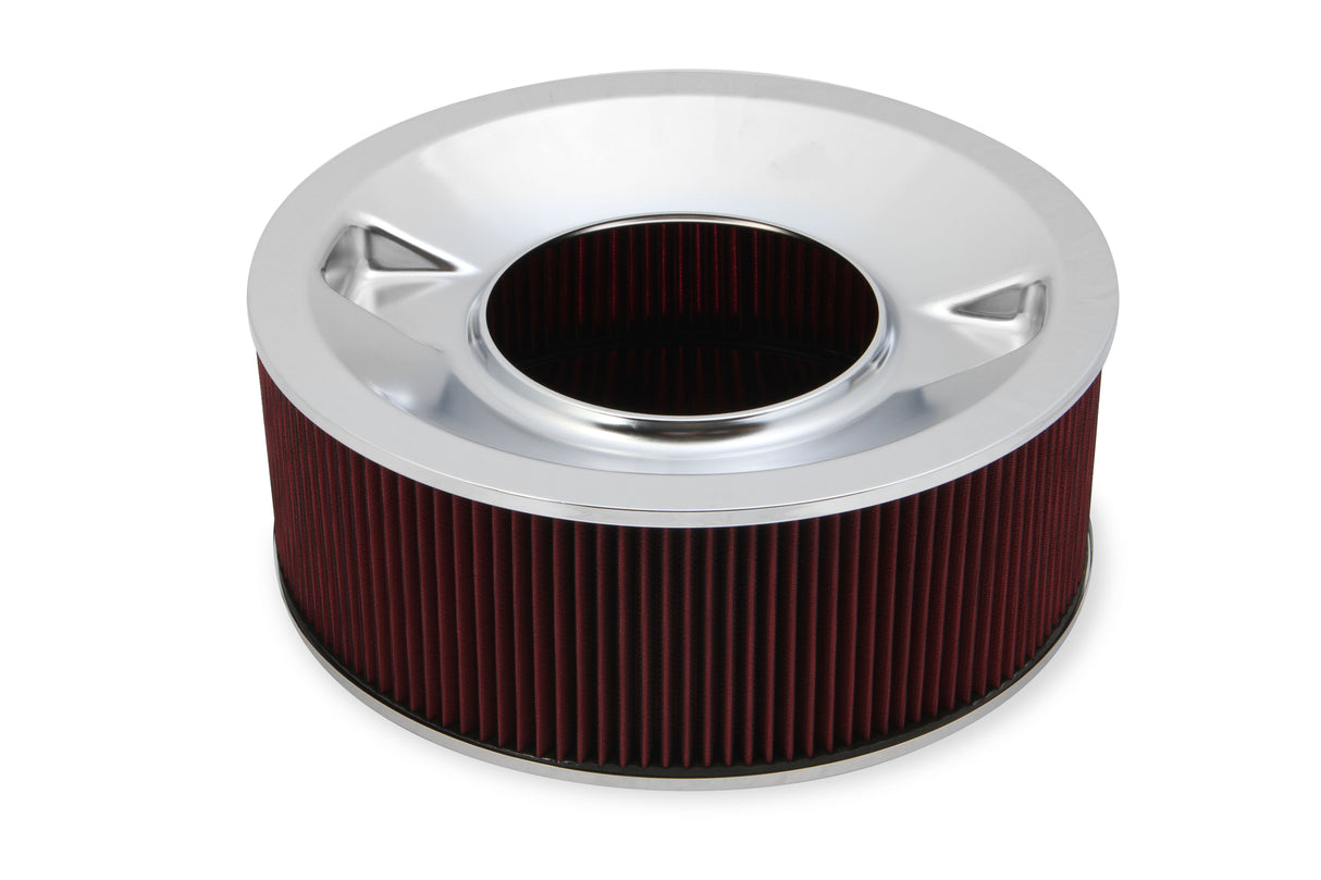 Holley 120-4560 4500 Drop Base Air Cleaner Chrome w/6" Red Washable Gauze Filter