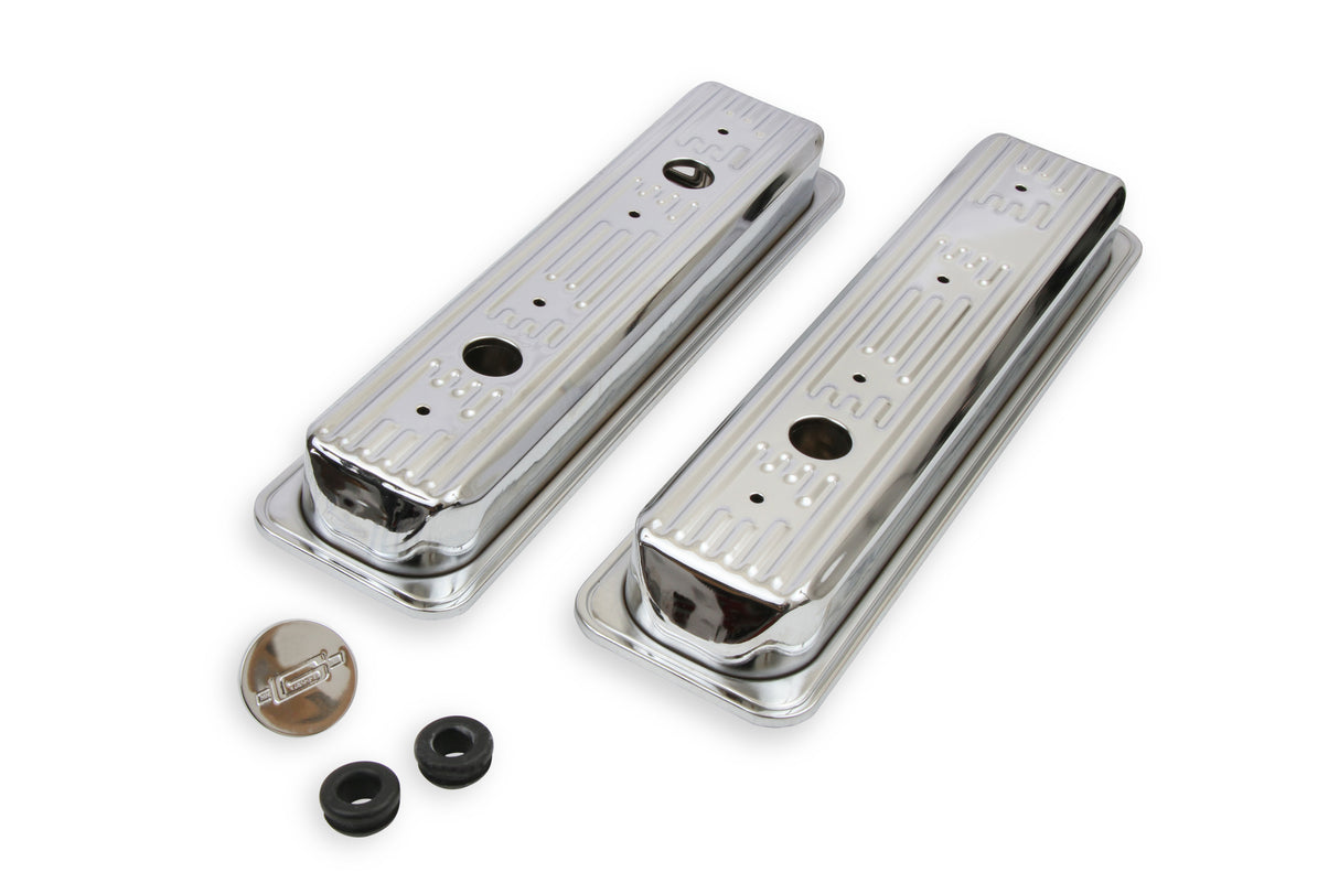 Mr Gasket Chrome Valve Covers - Finned - 9415