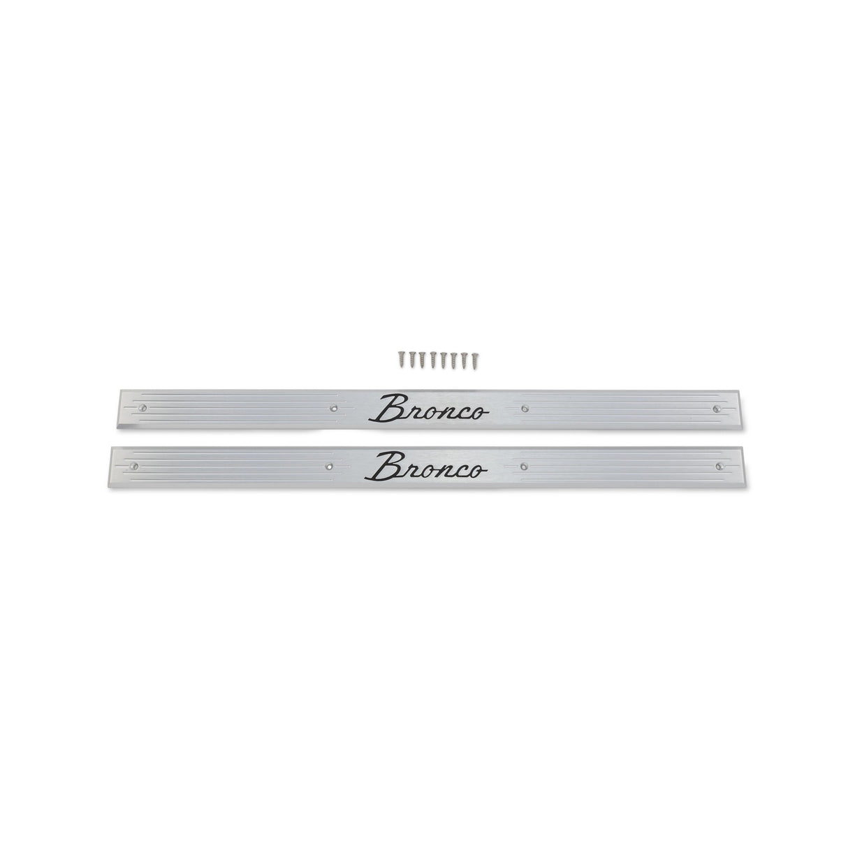 Scott Drake Door Sill Plates with Bronco Logo Billet Aluminum Pair - C6TZ-6513208-B