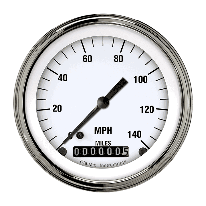 Classic Instruments White Hot 3 3/8" Speedometer - WH55SLF