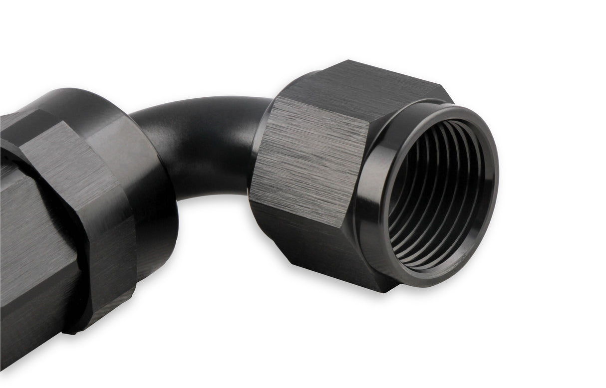 Mr Gasket -10 AN 90 Degree Swivel Hose End - Black - 229010-BL