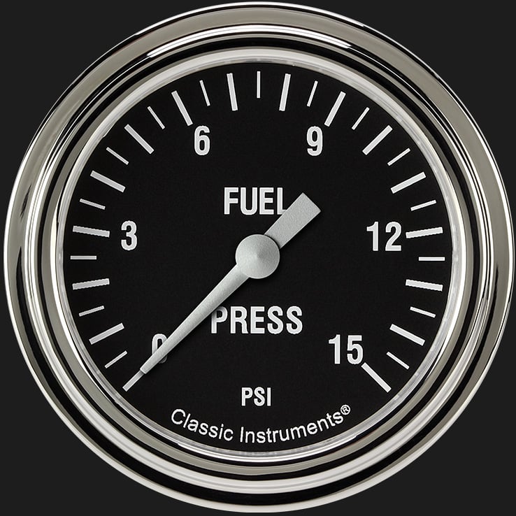 Classic Instruments Hot Rod 2 5/8" Fuel Pressure Gauge, 15 psi - HR345SLF