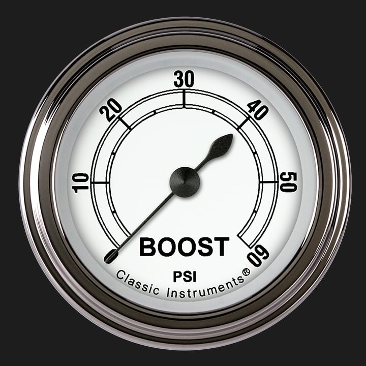 Classic Instruments Classic White 2 1/8" Boost Gauge, 60 psi - CW143SLF