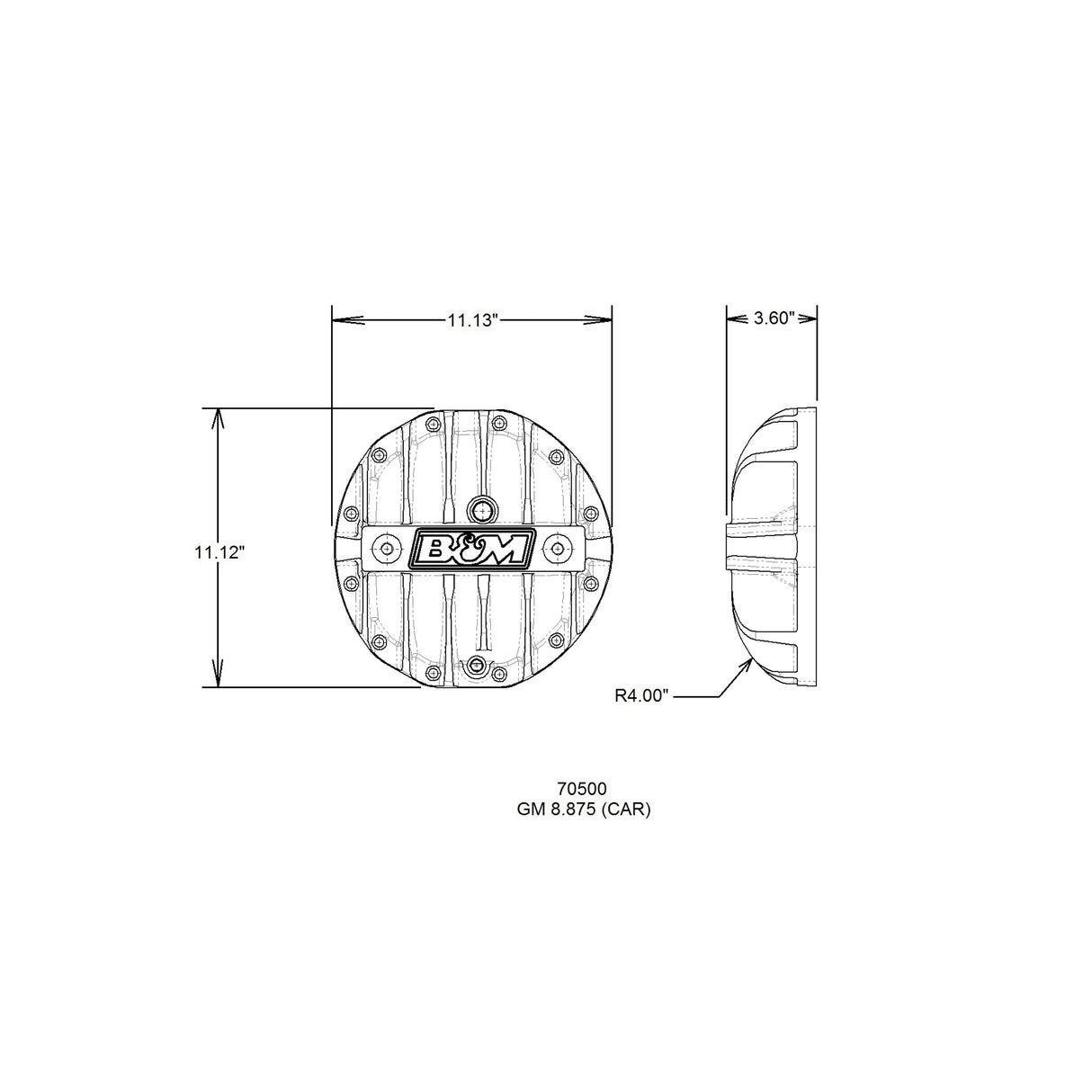 B&M Hi-Tek Aluminum Differential Cover for GM 8.875-inch 12-bolt Car - 70500