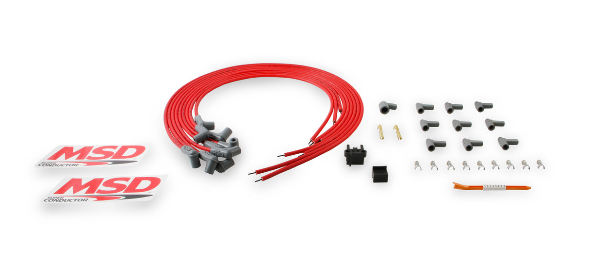MSD Super Conductor 8.5mm Spark Plug Wire Set, 8 Cylinder 90° Plug/90° Cap - 31229