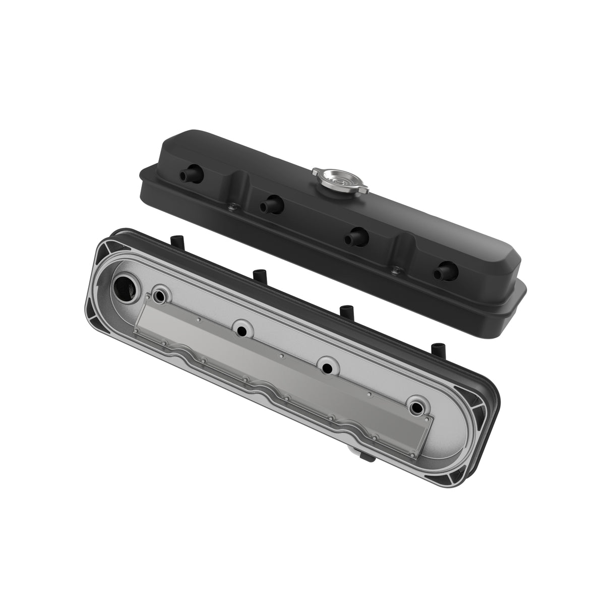 Holley 241-192 2-Piece Pontiac Style Valve Cover - Gen III/IV LS - Satin Black
