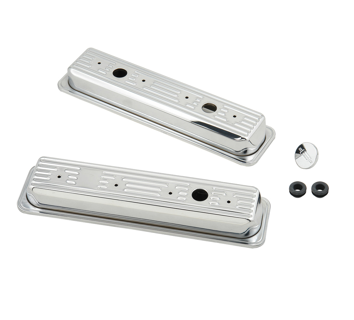 Mr Gasket Chrome Valve Covers - Finned - 9415