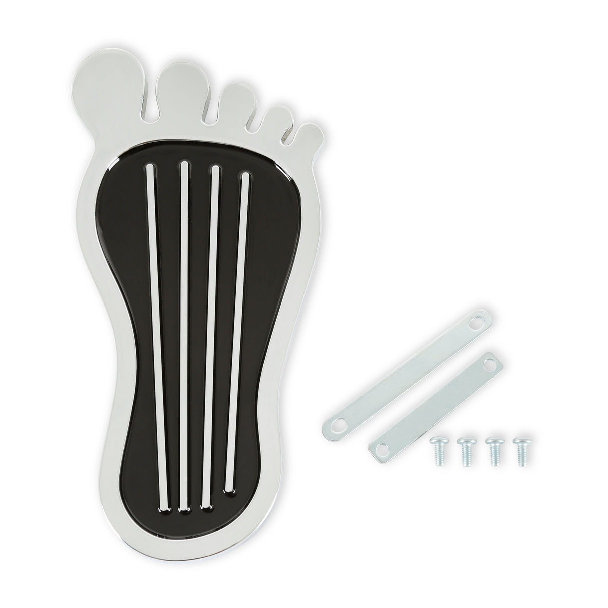 Mr Gasket Foot Print Gas Pedal Pad - Aluminum - Chrome & Painted Black Trim - 9645