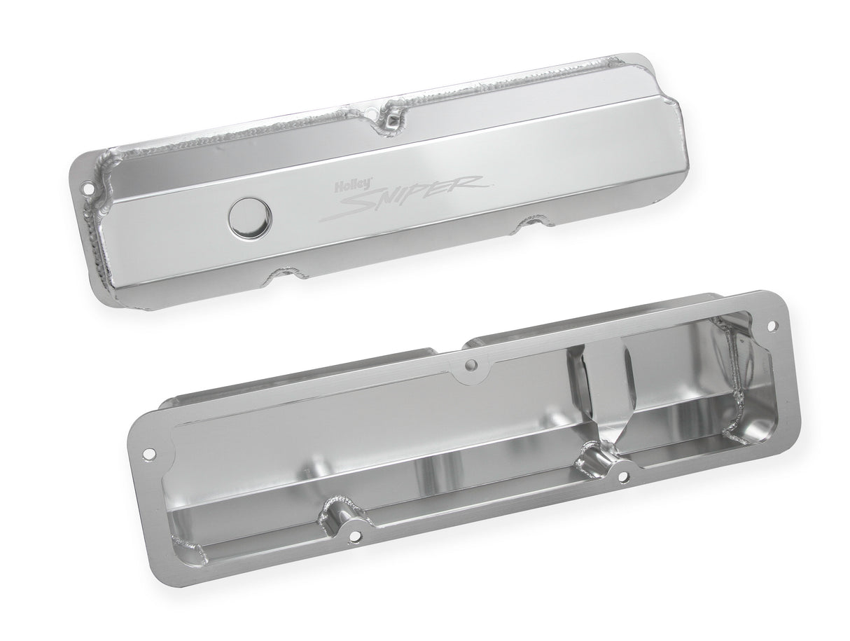 Holley 890001 Sniper Valve Cover - Fabricated Aluminum - Ford FE - Tall - Natural Anodized