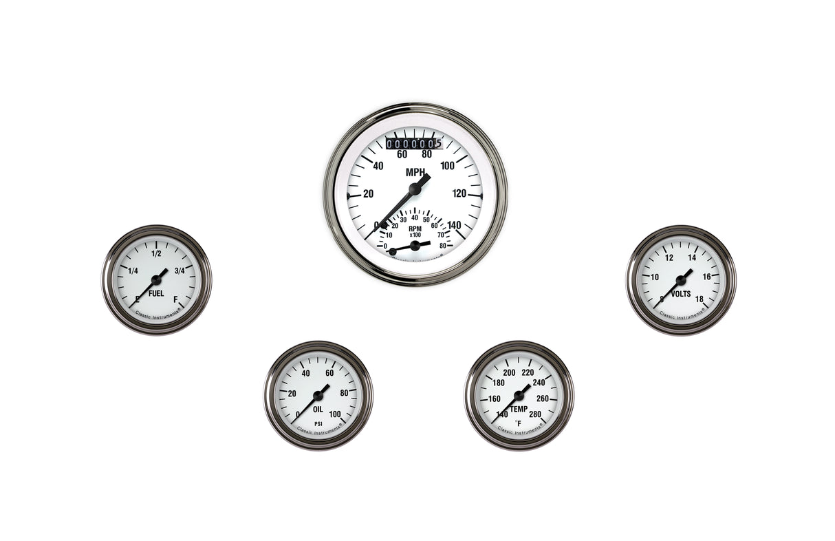 Classic Instruments White Hot Five Gauge Set - WH135SLF