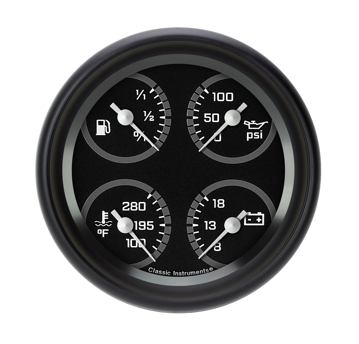 Classic Instruments AutoCross Gray 3 3/8" Quad - AX79GBLF