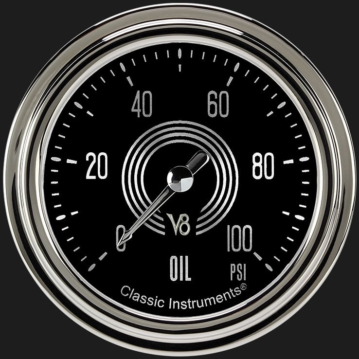 Classic Instruments V8 Speedster 2 5/8" Oil Pressure Gauge - V8SR381SLC