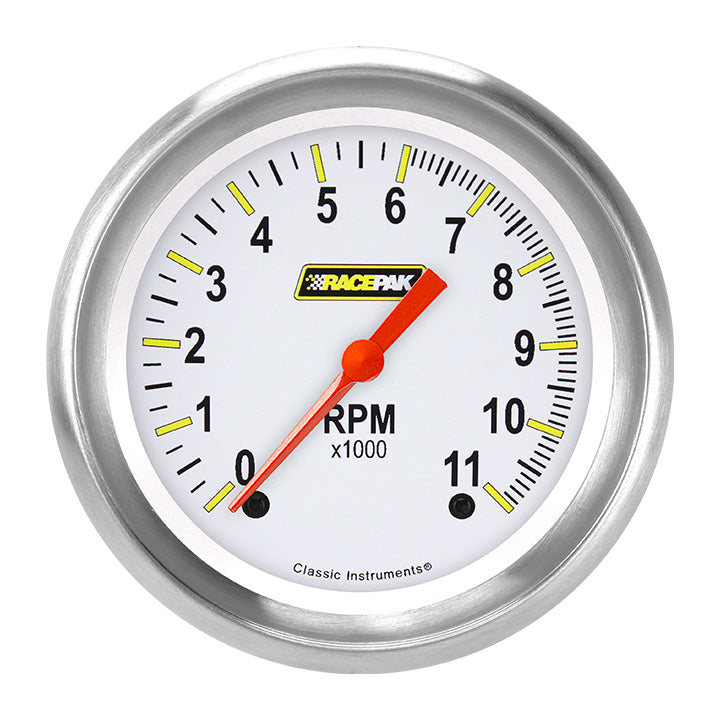 Classic Instruments Racepak 3-3/8" Tachometer Gauge Performance Bezel Flat Glass Lens (10,000 RPM) - RP10WAPF