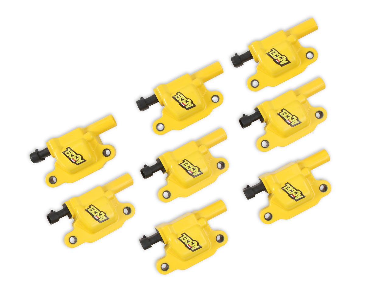 ACCEL Ignition Coils - SuperCoil GM LS2/LS3/LS7 engines, yellow, 8-pack - 140043-8