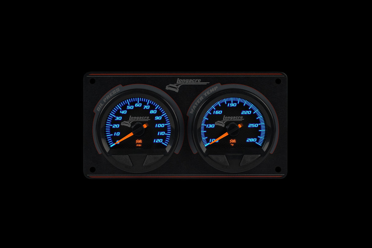 Longacre SMi™ Elite Waterproof Gauge Panel, 2 Gauge Oil Pressure/Water Temperature - 52-44560