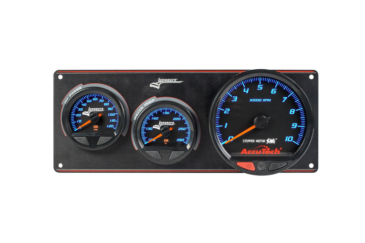Longacre SMi™ Elite Waterproof Gauge Panel, 2 Gauge Oil Pressure/Water Temperature/Tach - 52-44572