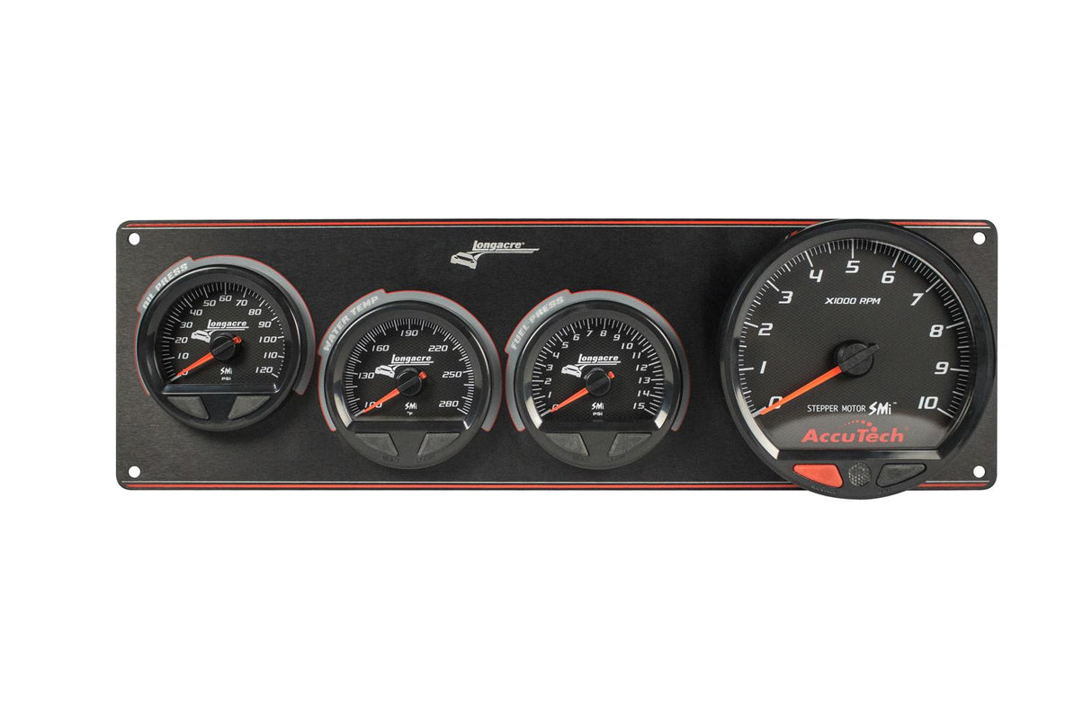 Longacre SMi™ Elite Waterproof Gauge Panel, 3 Gauge Oil Pressure/Water Temperature/Fuel Pressure/Tach - 52-44574