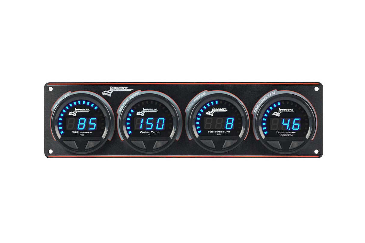 Longacre Digital Elite LED Waterproof Gauge Panel from Longacre, 3 Gauge Oil Pressure/Water Temperature/Fuel Pressure/Tach - 52-44674
