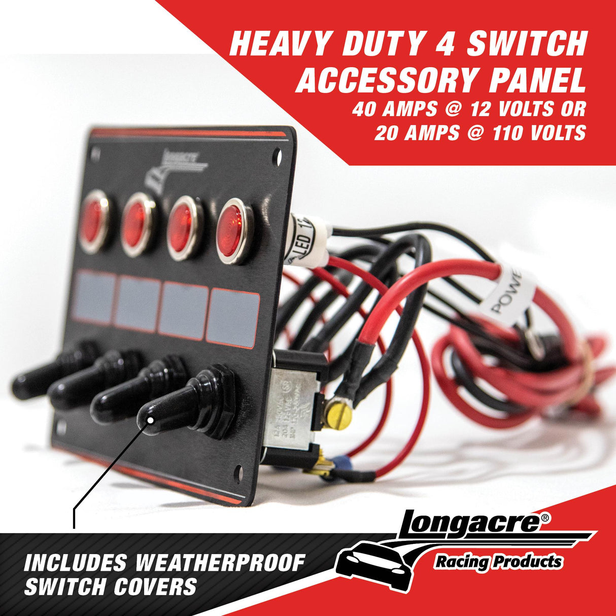 Longacre 4 Accessory switch panel with 4 pilot lights - 52-44865