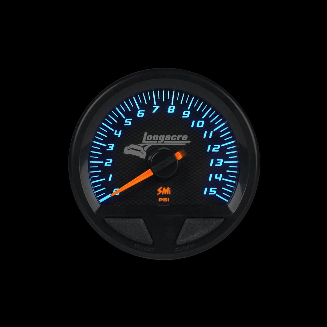 Longacre SMi™ Elite Waterproof Gauges, Fuel Pressure 0-15 psi, Sensor Included - 52-46742