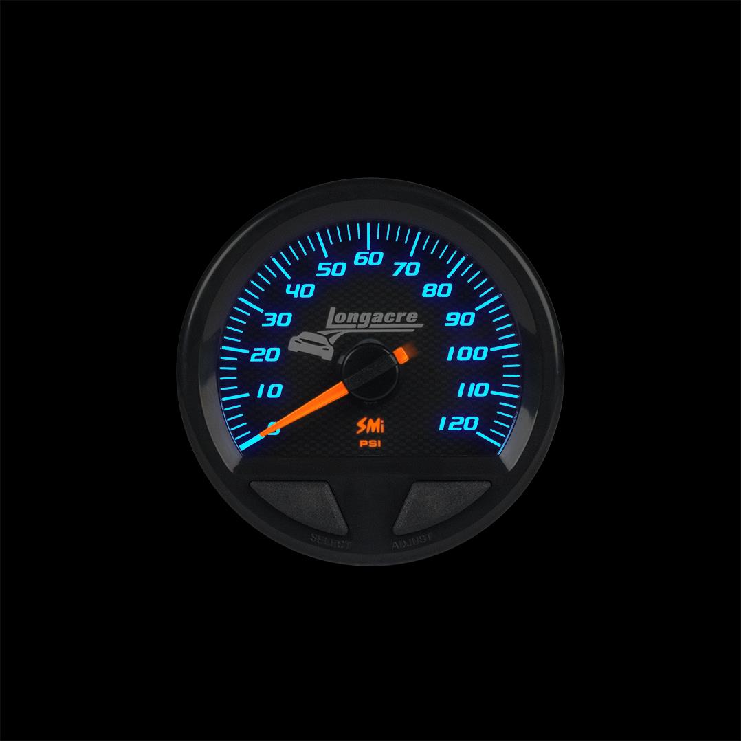 Longacre SMi™ Elite Waterproof Gauges, Fuel Pressure 0-120 psi, Sensor Included - 52-46743