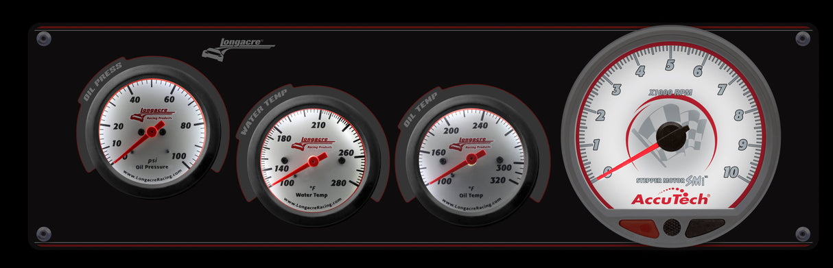 Longacre Sportsman™ Elite 3 Gauge Panel w/Tach Oil Pressure, Water Temperature, Oil Temperature - 52-46907