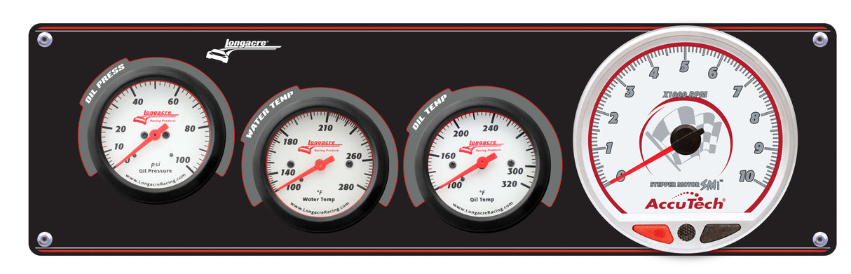 Longacre Sportsman™ Elite 3 Gauge Panel w/Tach Oil Pressure, Water Temperature, Oil Temperature - 52-46907