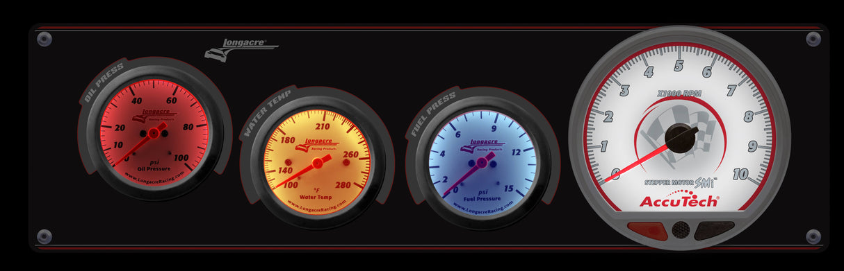 Longacre Sportsman™ Elite 3 Gauge Panel w/Tach Oil Pressure, Water Temperature, Fuel Pressure - 52-46908