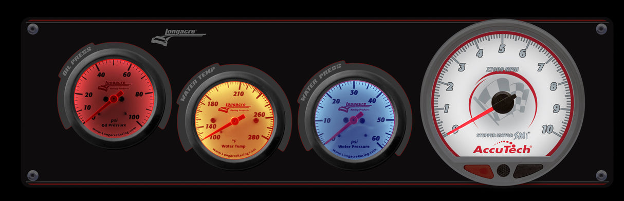 Longacre Sportsman™ Elite 3 Gauge Panel w/Tach Oil Pressure, Water Temperature, Water Pressure - 52-46909