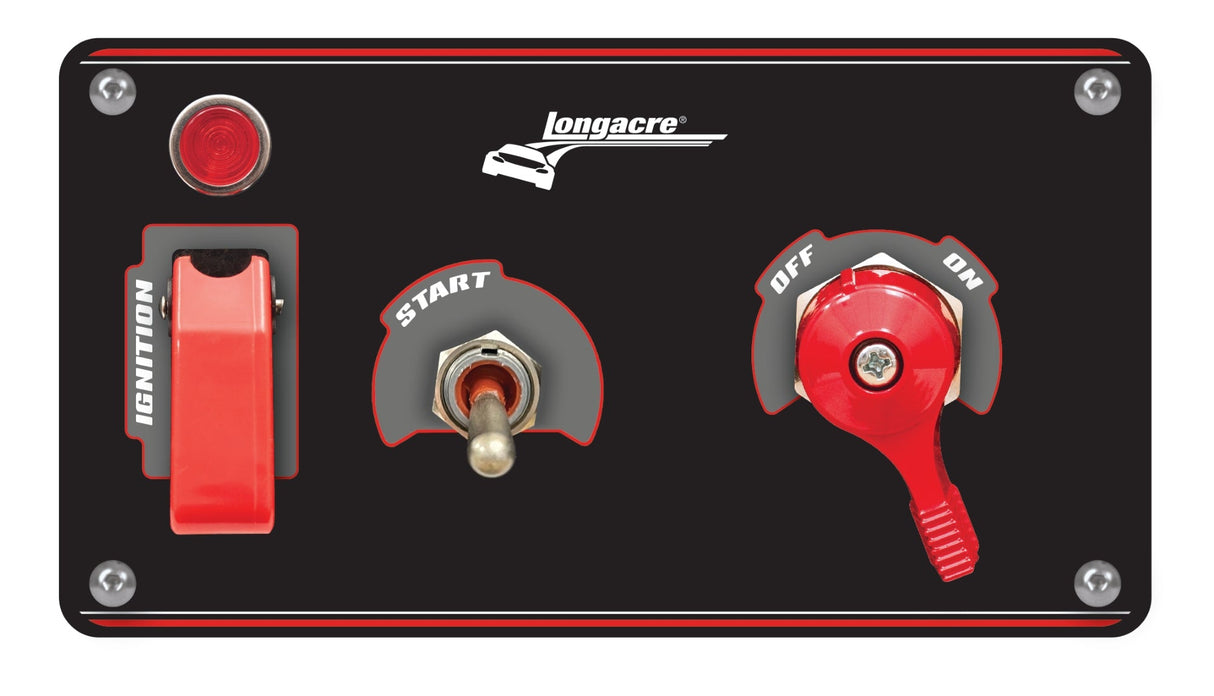 Longacre Elite Switch Panel - Toggle Starter/Ignition With Lights, Flip, & Master Disconnect - 52-48971