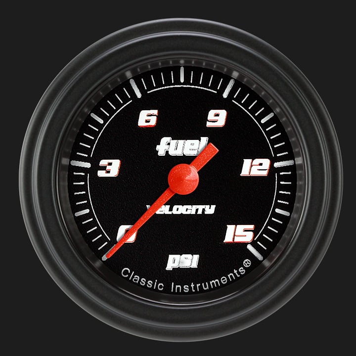 Classic Instruments Velocity Black 2 1/8" Fuel Pressure Gauge, 15 psi - VS145BBLF