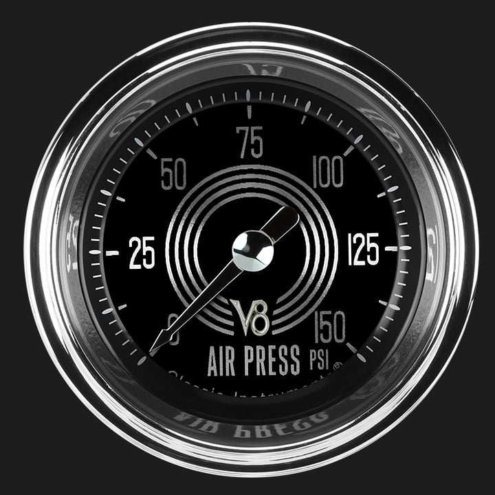 Classic Instruments V8 Speedster 2 1/8" Air Pressure Gauge - V8SR118SHC