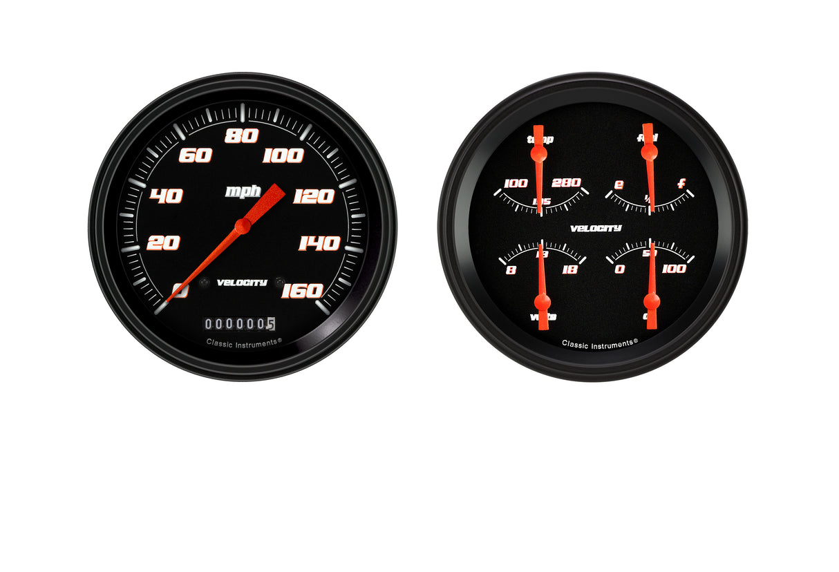 Classic Instruments Velocity Black Series Two Gauge Set - VS52BBLF