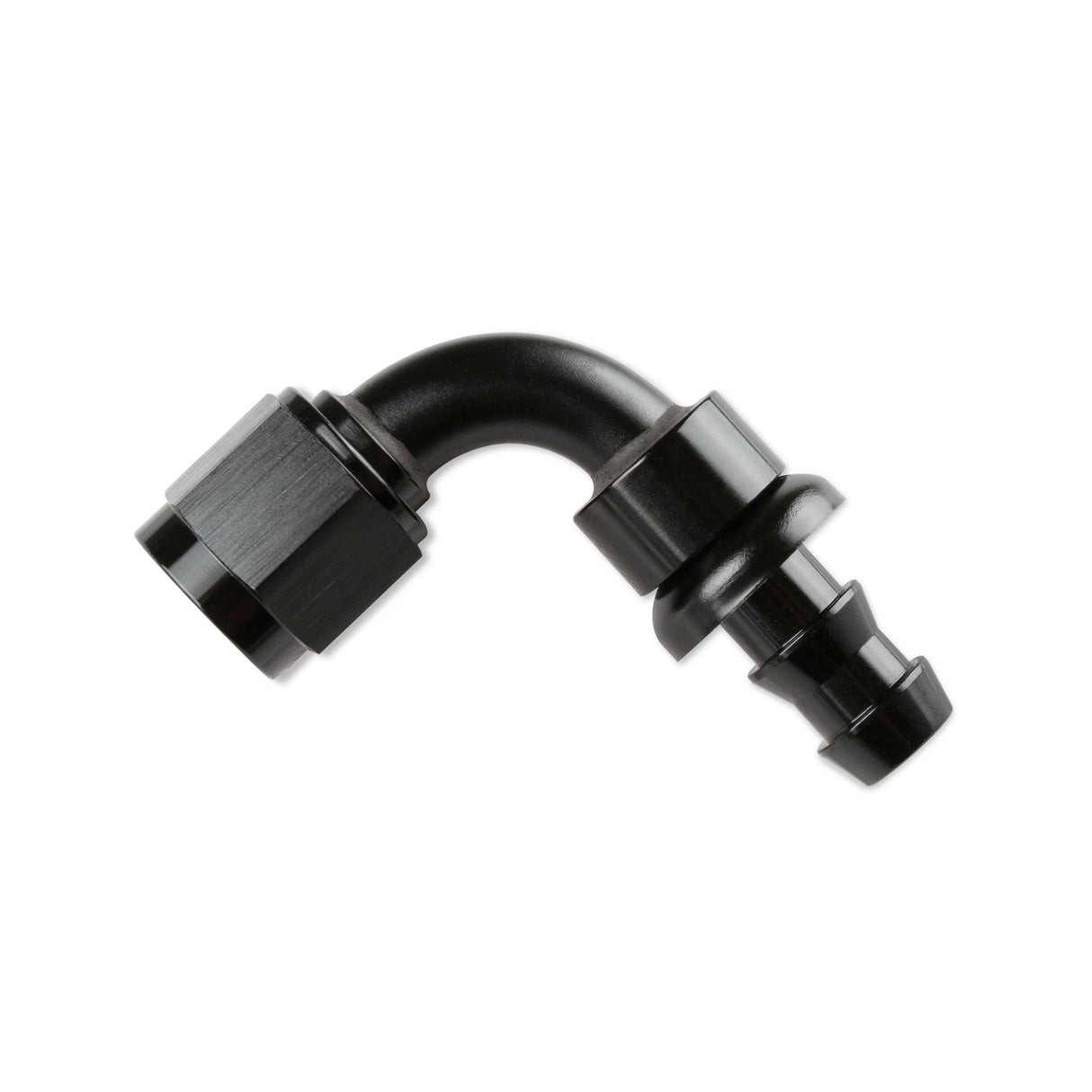 Mr Gasket -10 AN 90 Degree Push-On Hose Ends - Black - 209010-BL
